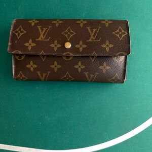 Louis Vuitton Monogram Canvas Flap Wallet in Brown and Gold